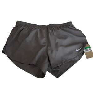 Nike Womens XL Dri-FIT Running Shorts Gray Athletic Gym Zipper Pocket